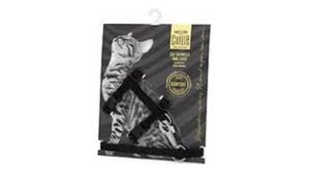 CATTİE KEDİ GÖĞÜS & GEZDİRME TAKIMI SİYAH 1X25-40CM