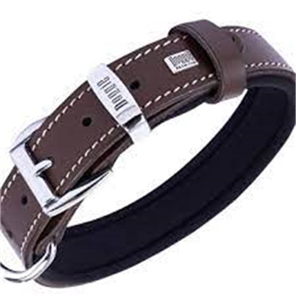 DOGGİE KONFOR DERİ KEMİK DESENLİ BOYUN TASMASI KAHVE 4X47-55CM