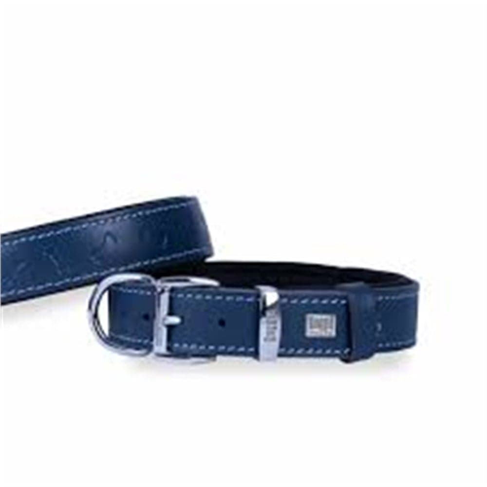 DOGGİE KONFOR DERİ KEMİK DESENLİ BOYUN TASMASI ROYALMAVİ 3,5X47-55CM