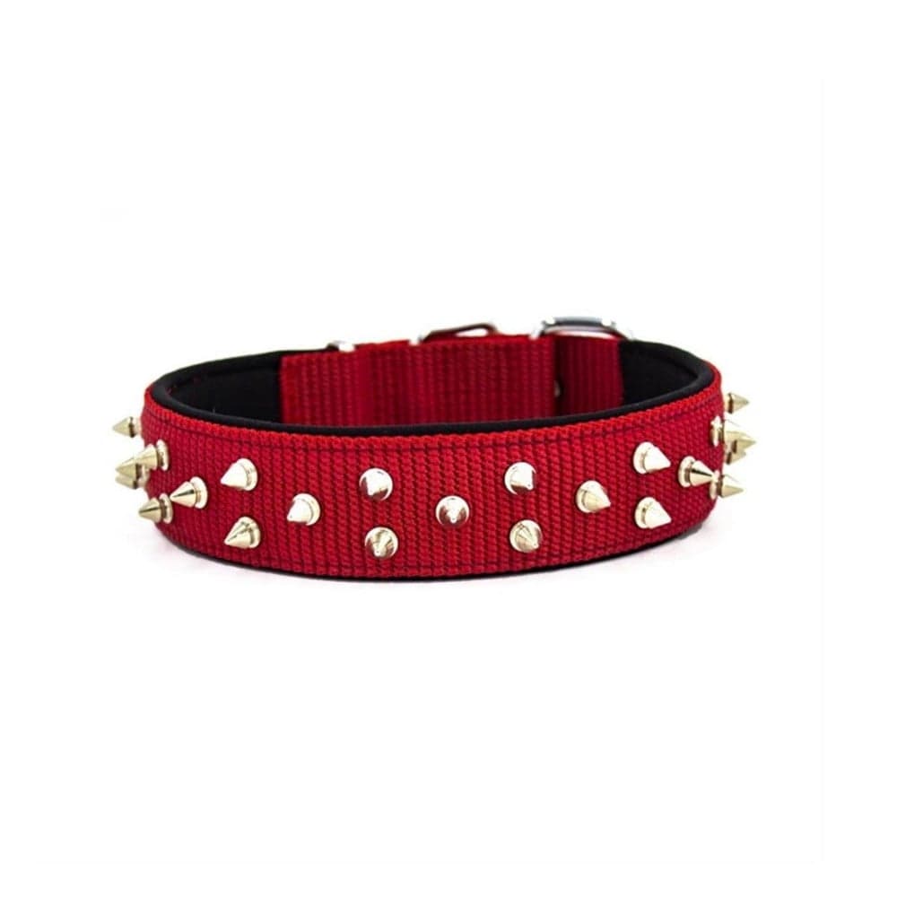 DOGGİE KONFOR DOKUMA BOL ÇİVİLİ BOYUN TASMASI KIRMIZI 5X55-65CM
