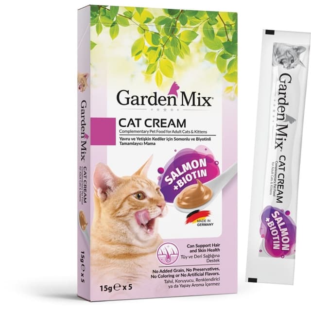 Garden Mi̇x Kedi̇ Ödül Kreması Somonlu Bi̇oti̇n 5 X 15 Gr