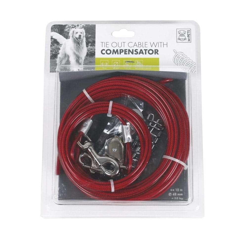 M-PETS COMPENSATOR KÖPEK BAHÇE BAĞLAMA HALATI 15MT/RED
