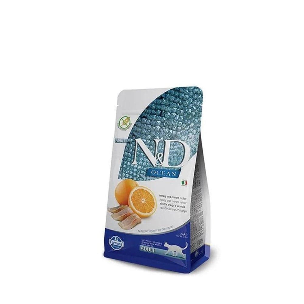 N&D Ocean Ringa Balık ve Portakallı Yetişkin Kedi Maması 1.5 Kg
