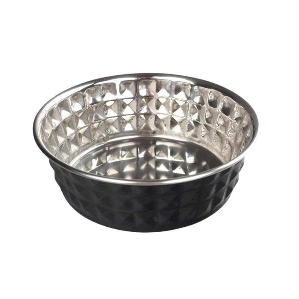 Oripet Elmas Desen Siyah Çelik Mama Kabı 17.5cm