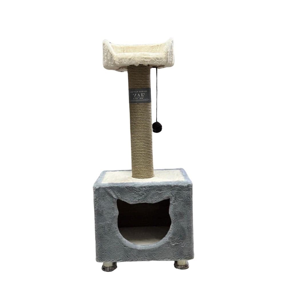 ZAF CAT BOX KEDİ NANELİ ÜSTÜ YATAKLI KEDİ EVİ GRİ