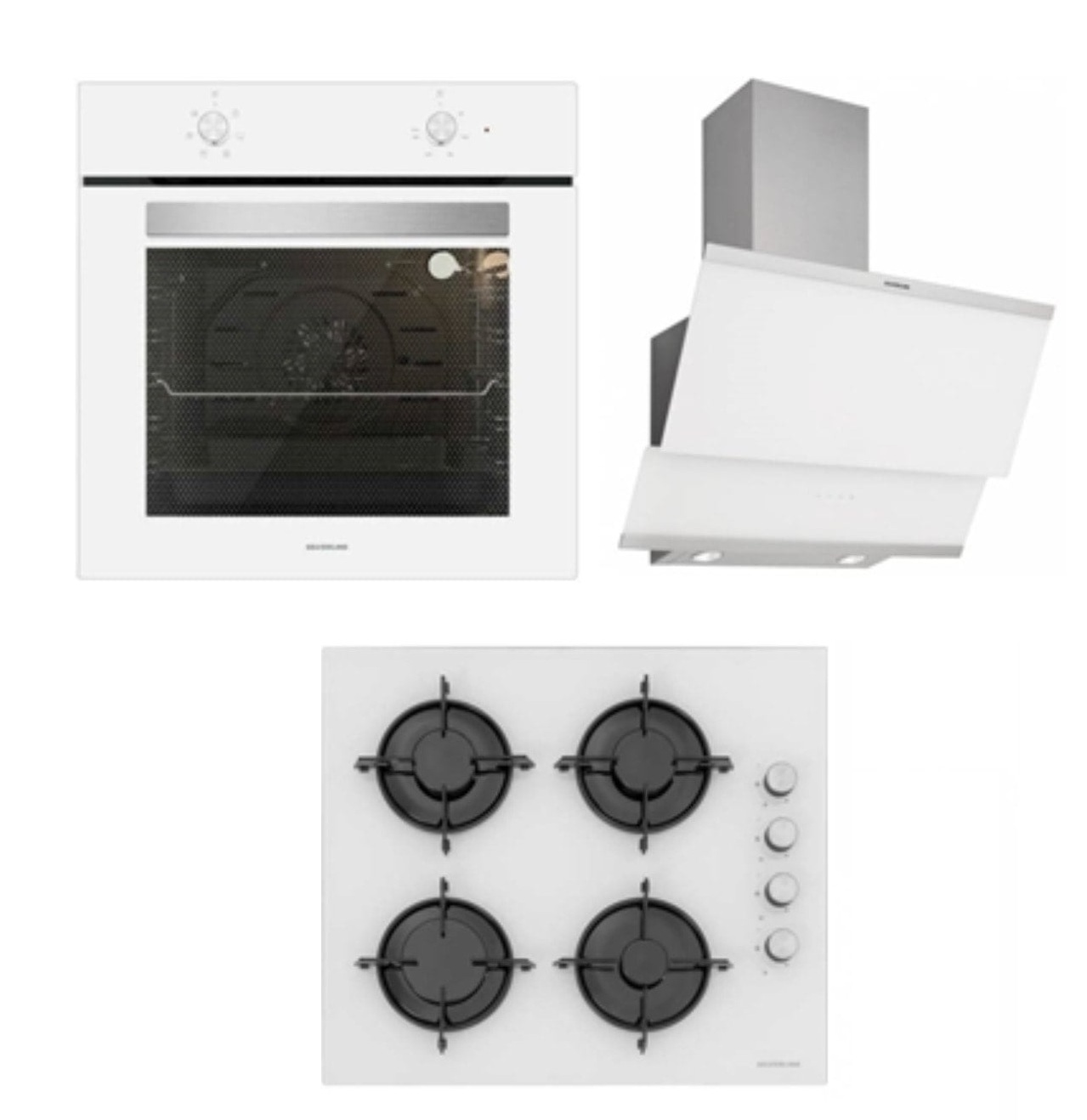 Silverline BO6501W01 Fırın-CS5349W01 Ocak-3420 Classy Davlumbaz Beyaz Cam Ankastre Set 