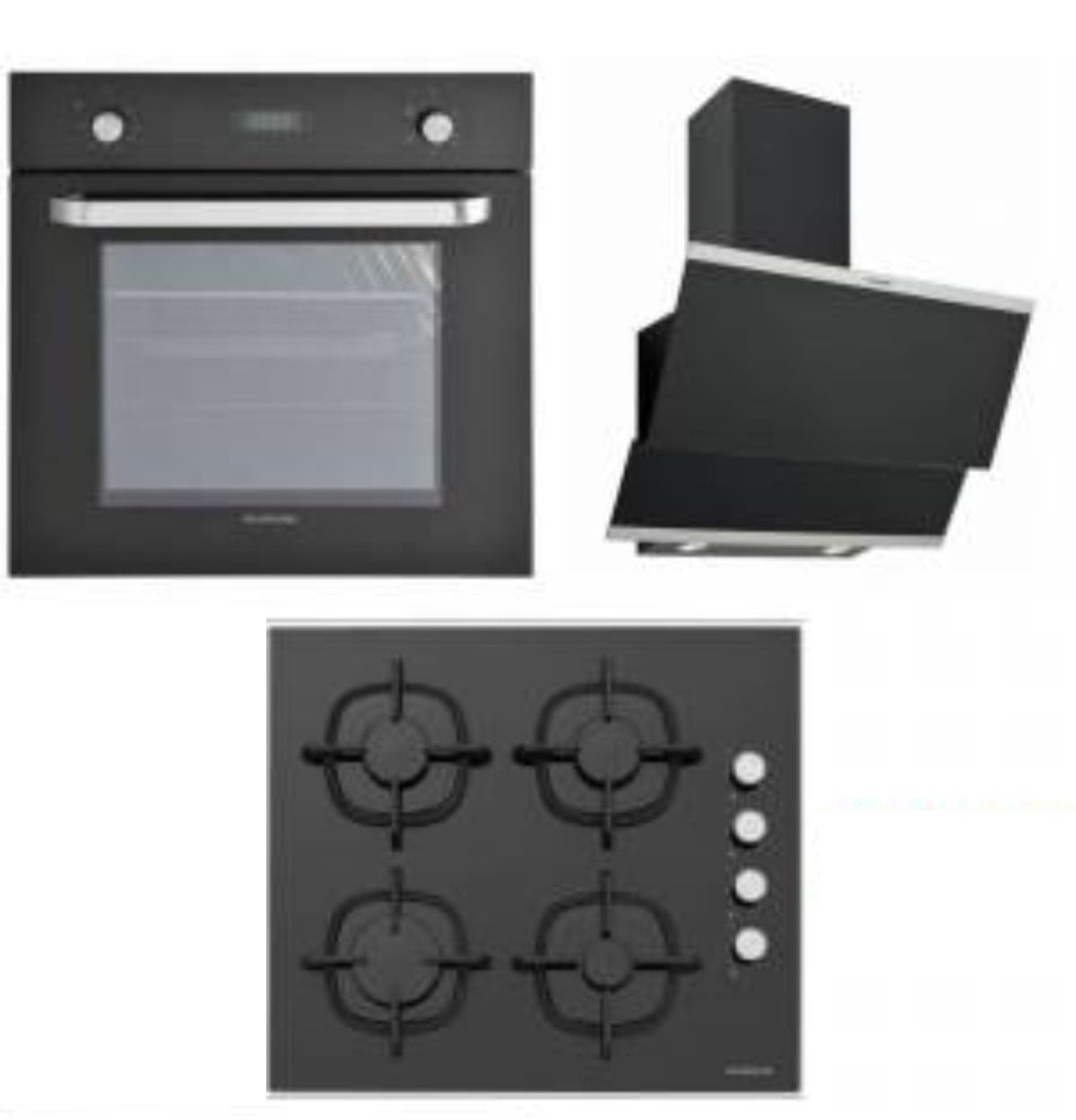 Silverline BO6024b01 Fırın-CS5335B01 Ocak-3420 Classy Davlumbaz Siyah Cam Ankastre Set 