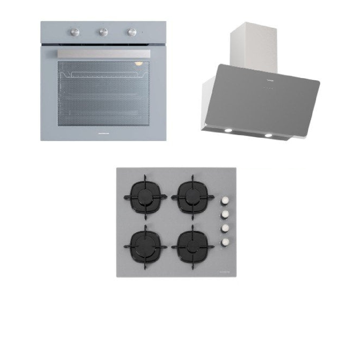 Silverline BO6503S01 Fırın-3457 Soho Davlumbaz-CS5335S02 Ocak Gri Cam Ankastre Set