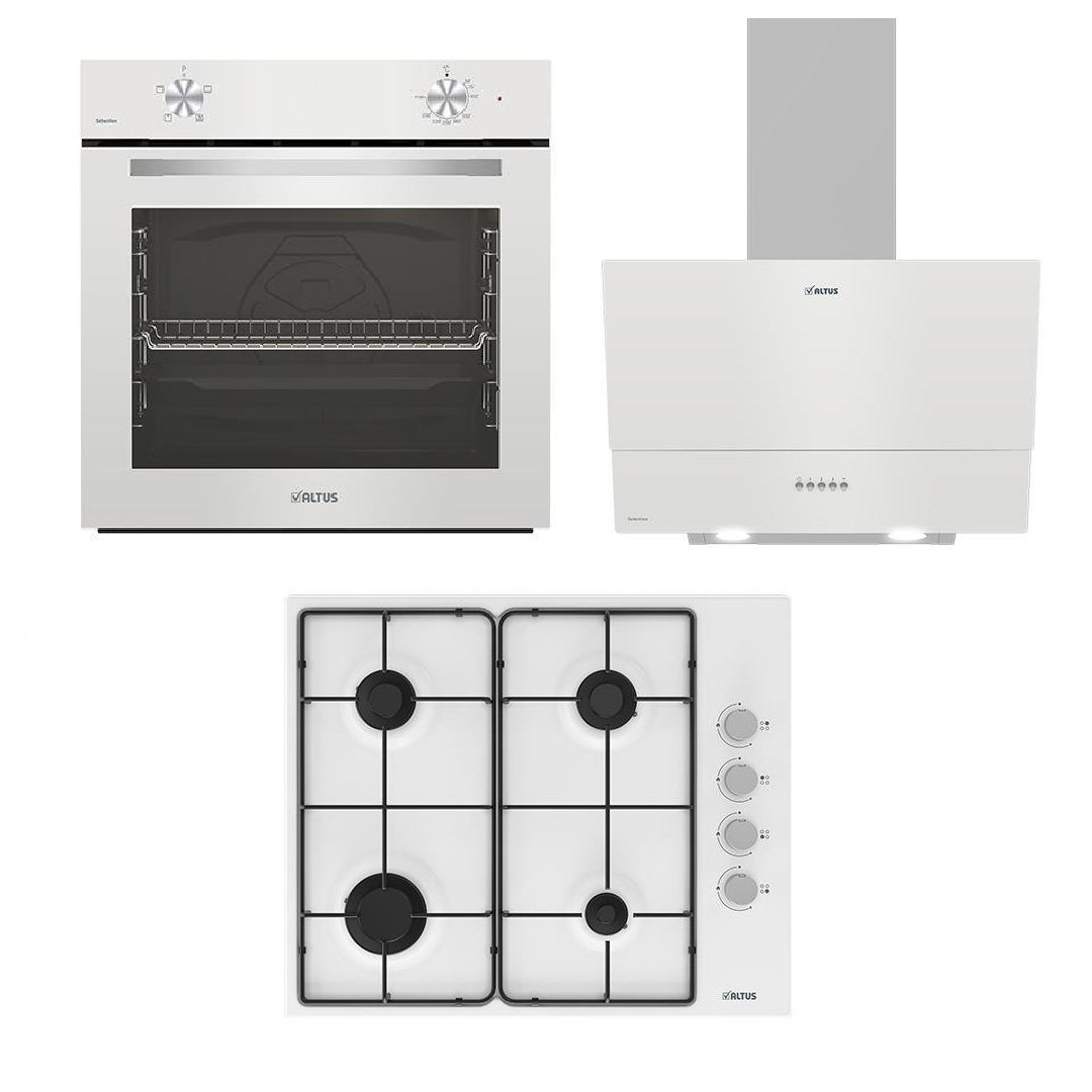 Altus ALA 510 HW Davlumbaz-ALA 181 W Ocak-ALA 310 Hw Fırın Beyaz Cam Ankastre Set 