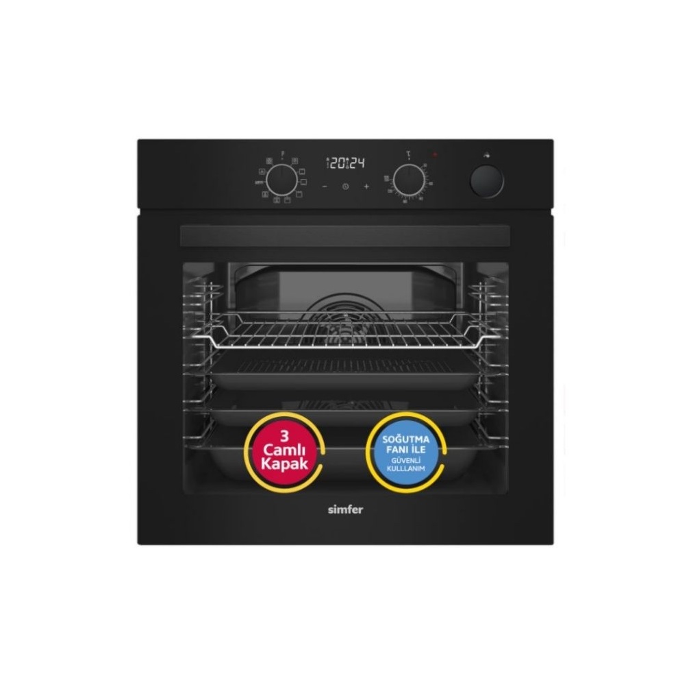 Simfer 8244 Steam Master Siyah Ankastre Fırın