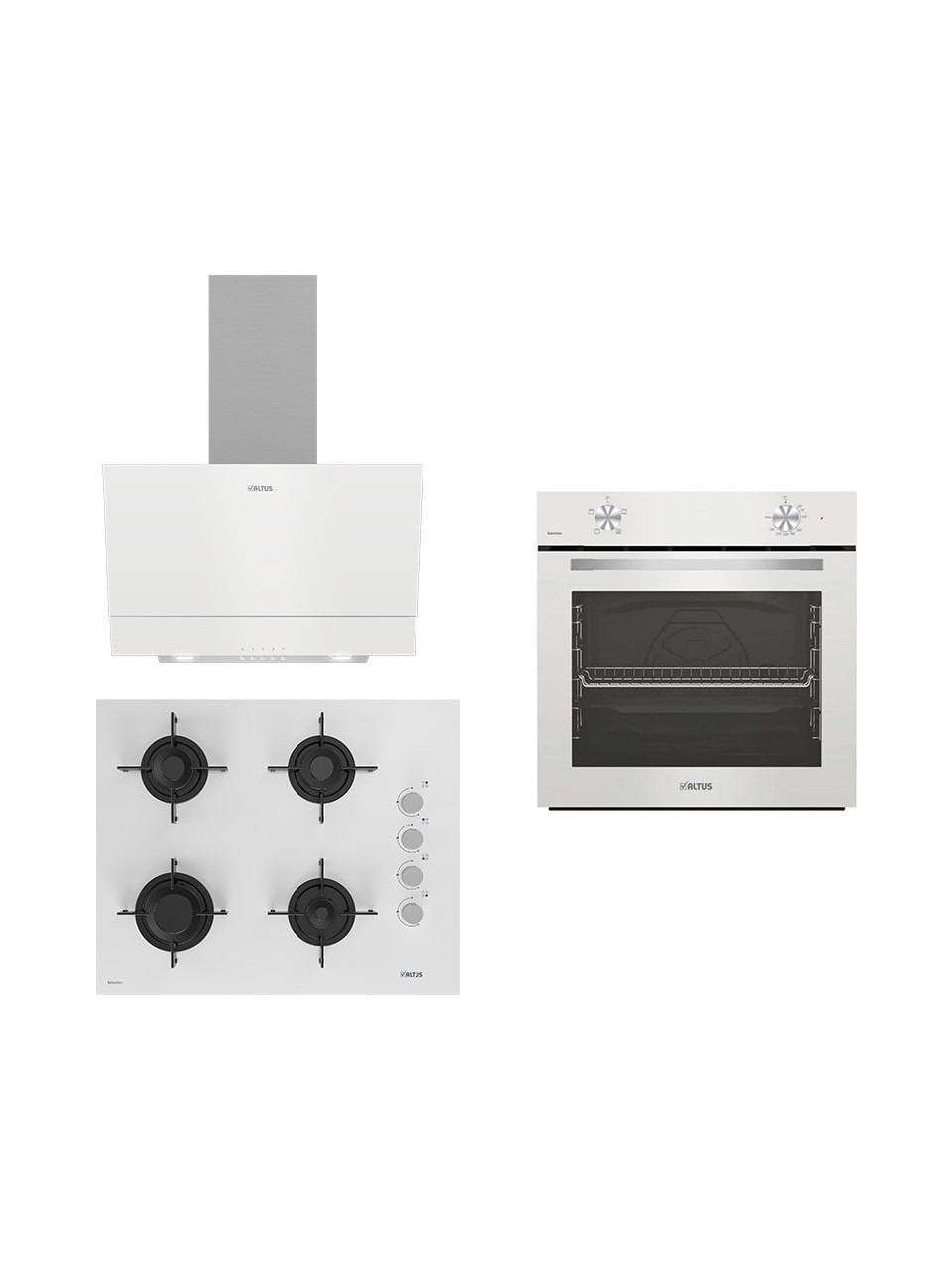Altus ALA 310 HW Fırın-ALA 159 DHW Ocak-ALA 510 W Davlumbaz Beyaz Cam Ankastre Set