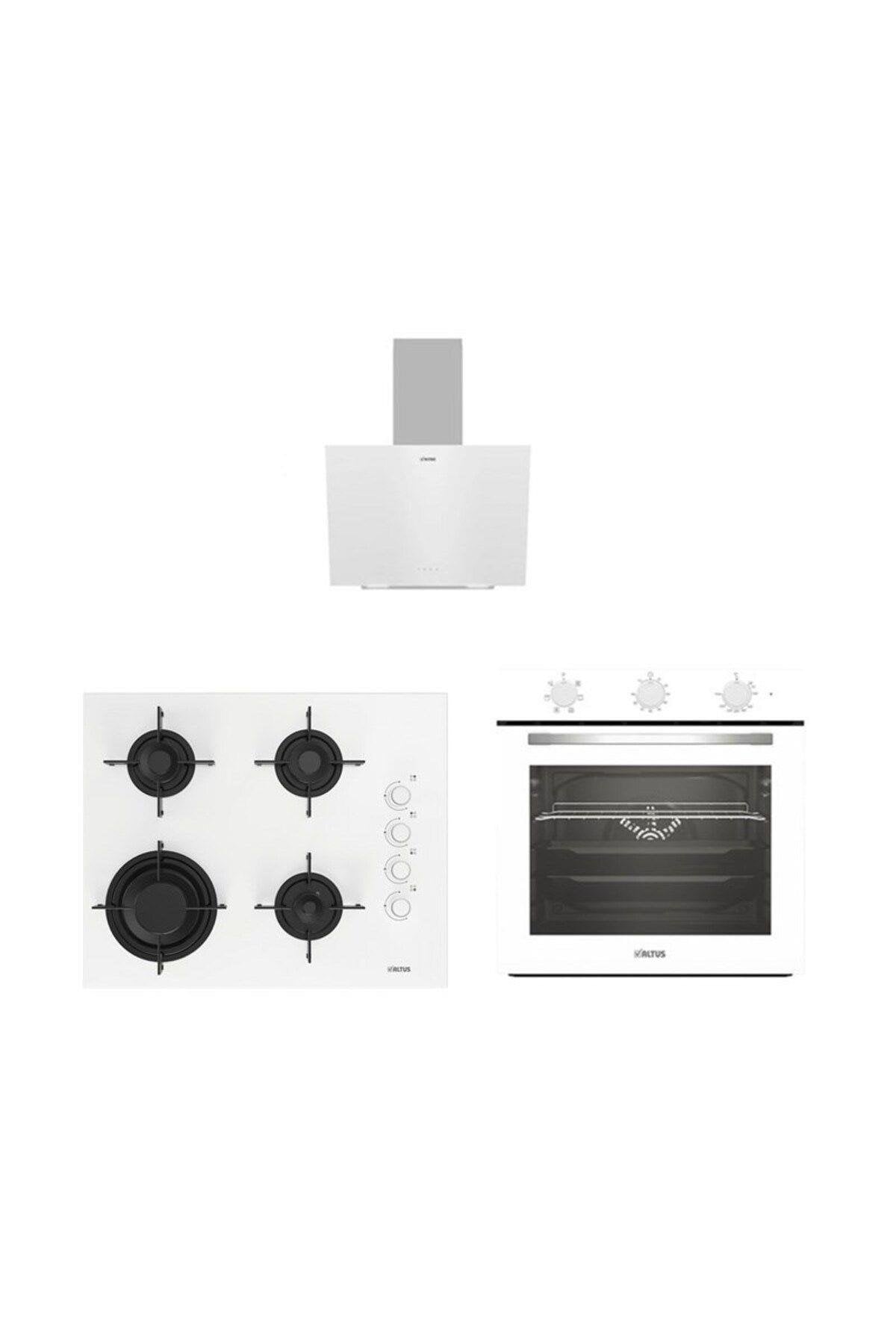 Altus Ala 321 W Ankastre Fırın-Ala189 DW Ankastre Ocak-Ala 570 W Davlumbaz Beyaz Ankastre Set