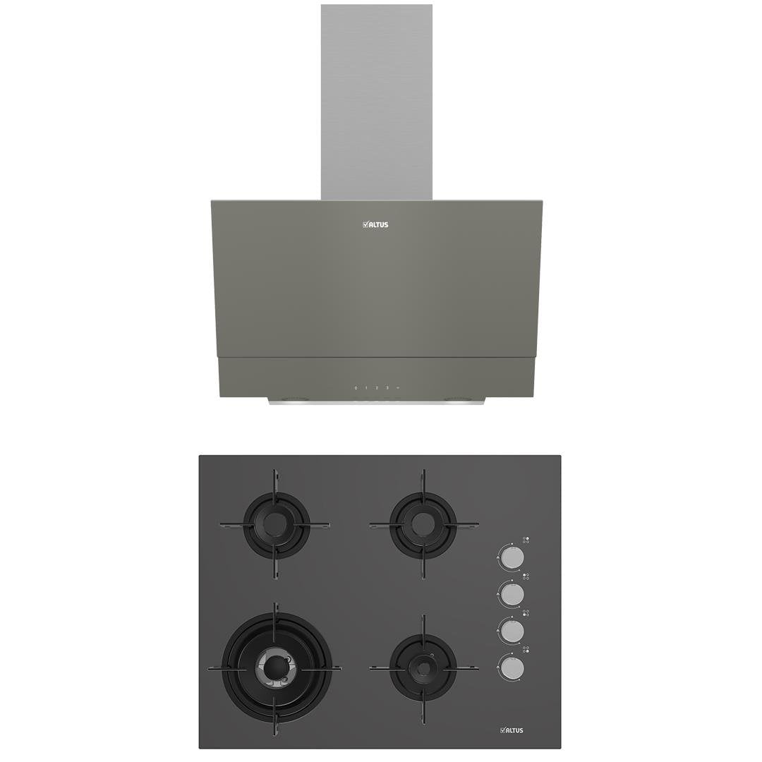 Altus Ala 510 G Davlumbaz - Ala 189 Dg Ankastre Ocak 2'li Gri Cam Ankastre Set