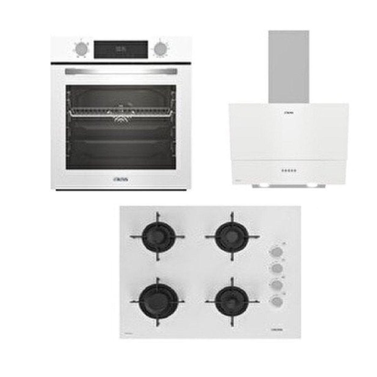 Altus ALA 322 W Fırın-ALA 159 DHW Ocak-ALA 535 W Davlumbaz Beyaz Cam Ankastre Set