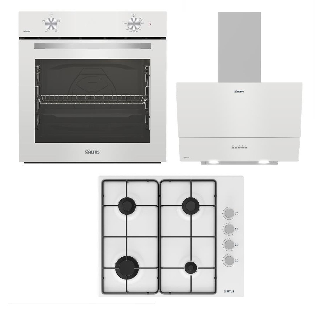 Altus ALA 510 HW Davlumbaz-ALA 181 W Ocak-ALA 310 HW Fırın Beyaz Cam Ankastre Set